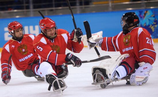 2014 Winter Paralympics. Ice sledge hockey. Russia vs. Italy