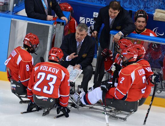 2014 Winter Paralympics. Ice sledge hockey. Russia vs. Italy