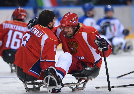 2014 Winter Paralympics. Ice sledge hockey. Russia vs. Italy