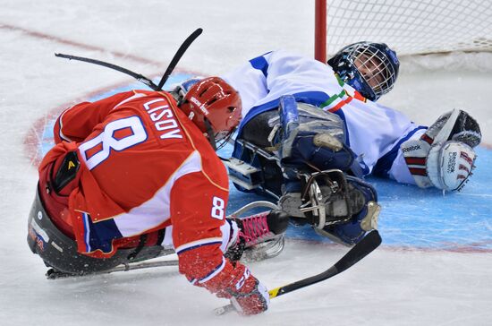 2014 Winter Paralympics. Ice sledge hockey. Russia vs. Italy