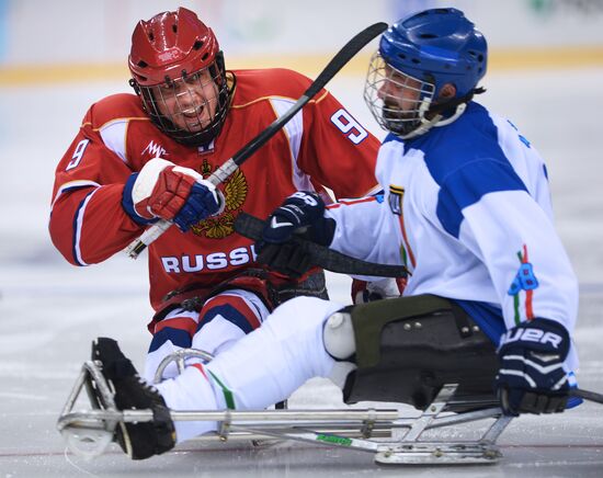 2014 Winter Paralympics. Ice sledge hockey. Russia vs. Italy