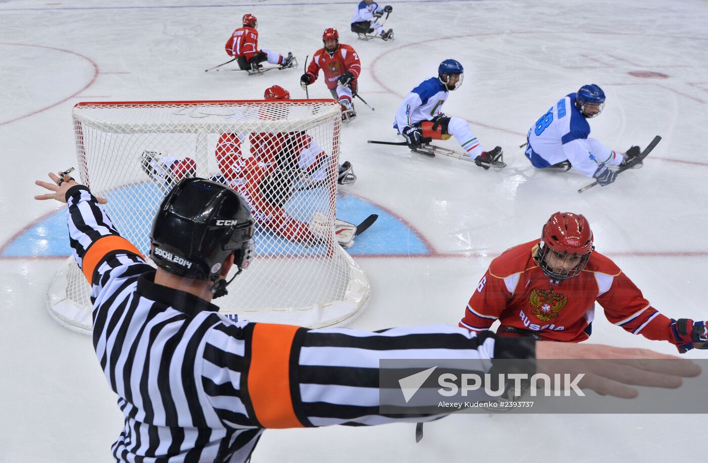2014 Winter Paralympics. Ice sledge hockey. Russia vs. Italy