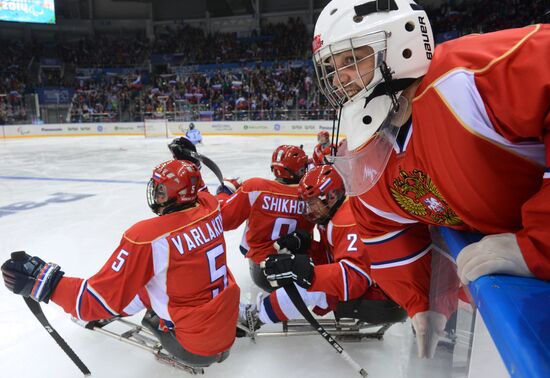 2014 Winter Paralympics. Ice sledge hockey. Russia vs. Italy