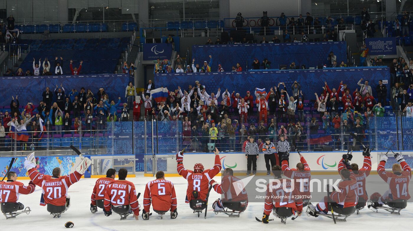 2014 Winter Paralympics. Ice sledge hockey. Russia vs. Italy