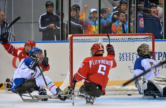 2014 Winter Paralympics. Ice sledge hockey. Russia vs. Italy