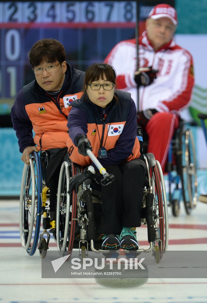 2014 Winter Paralympics. Wheelchair curling. Day Three