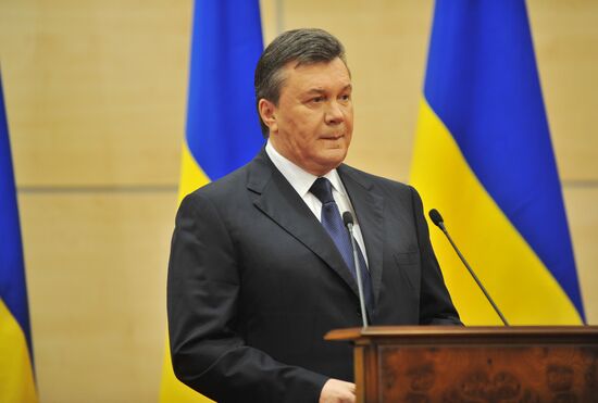 Viktor Yanukovich gives news conference