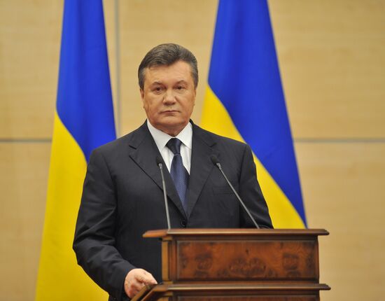 Viktor Yanukovich gives news conference