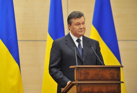 Viktor Yanukovich gives news conference