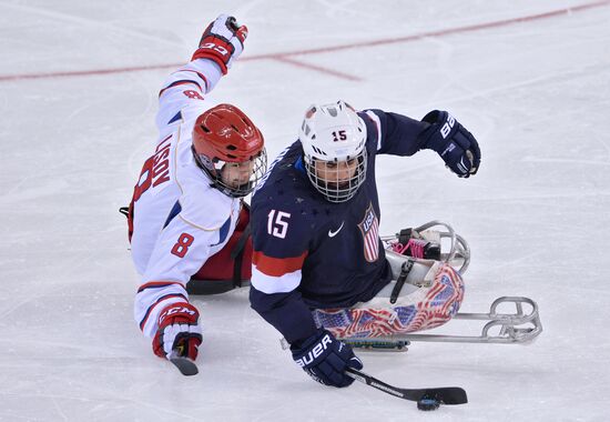 2014 Paralympics. Ice sledge hockey. USA vs. Russia