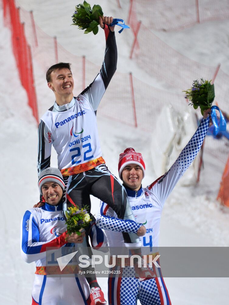 2014 Paralympics. Alpine skiing. Men. Slalom