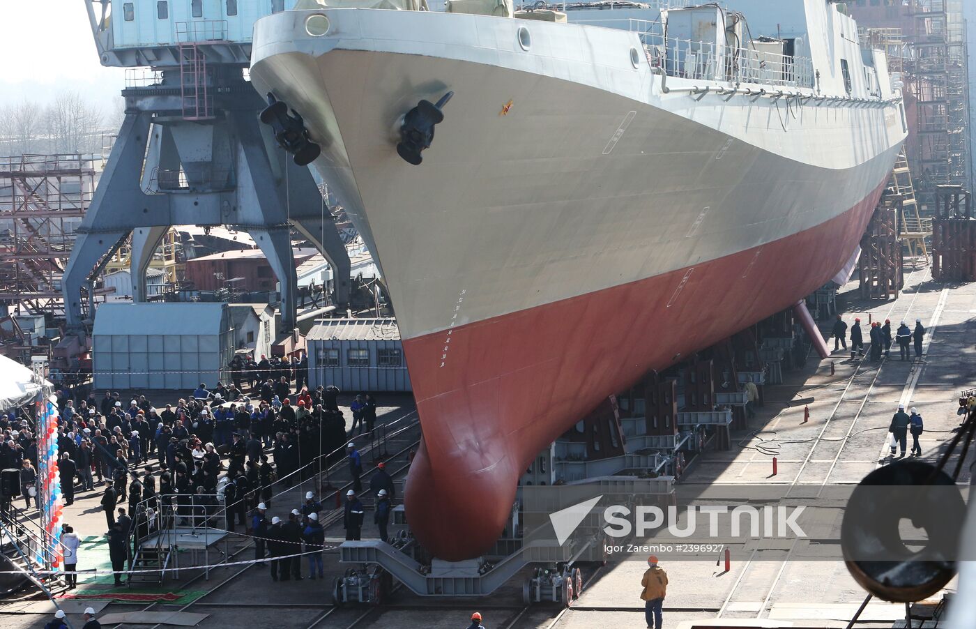 Launch of "Admiral Grigorovich" frigate into water