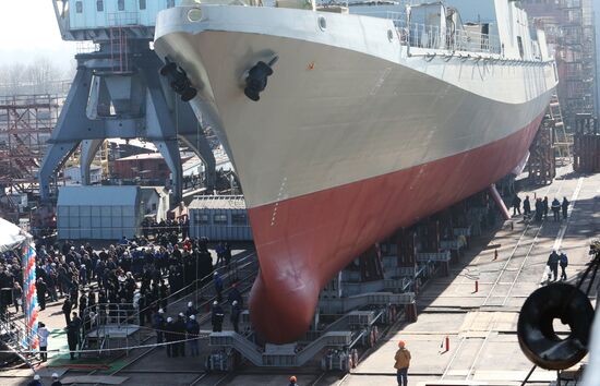 Launch of "Admiral Grigorovich" frigate into water