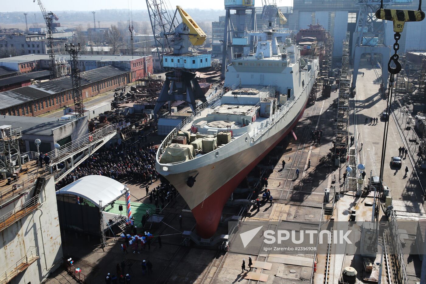 Launch of "Admiral Grigorovich" frigate into water