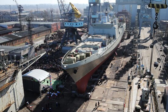 Launch of "Admiral Grigorovich" frigate into water