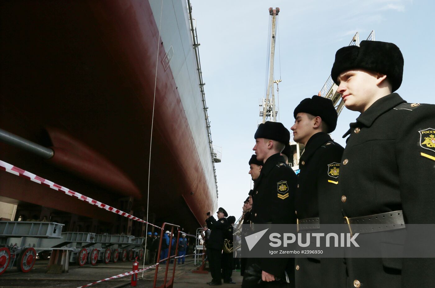 Launch of "Admiral Grigorovich" frigate into water