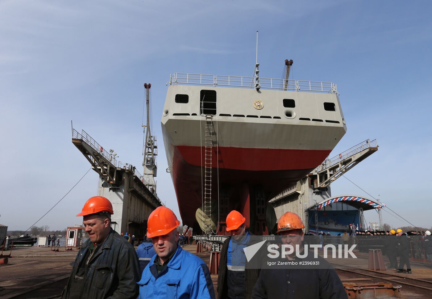 Launch of "Admiral Grigorovich" frigate into water