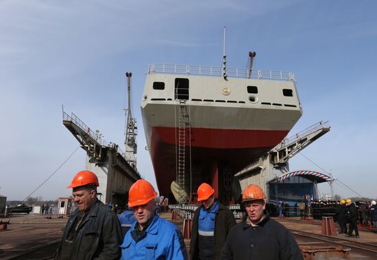 Launch of "Admiral Grigorovich" frigate into water