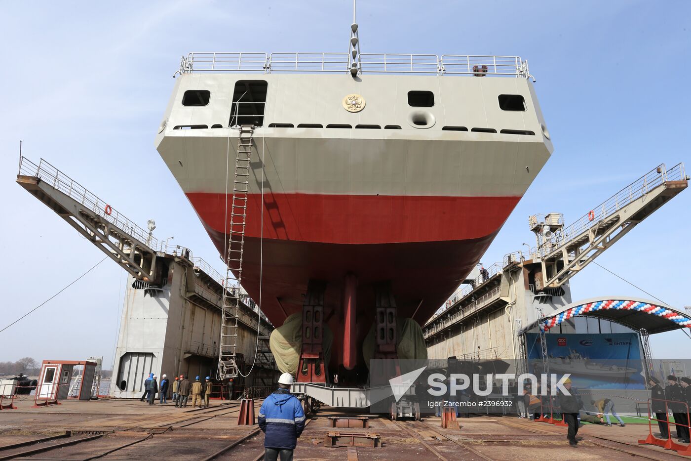 Launch of "Admiral Grigorovich" frigate into water