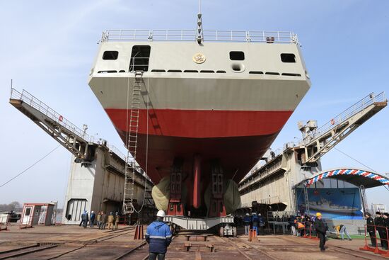 Launch of "Admiral Grigorovich" frigate into water