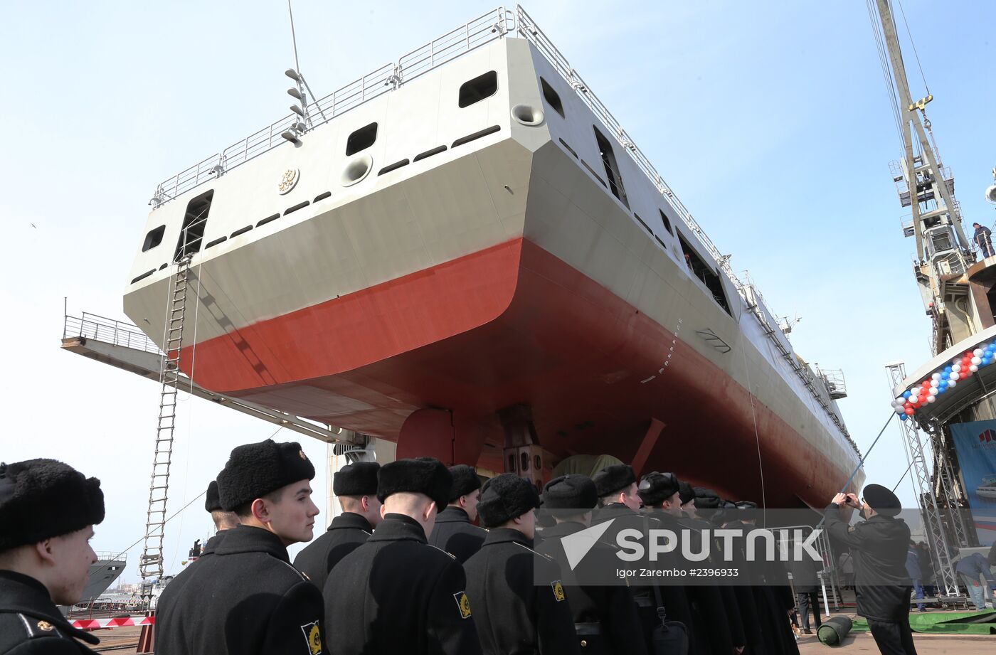 Launch of "Admiral Grigorovich" frigate into water