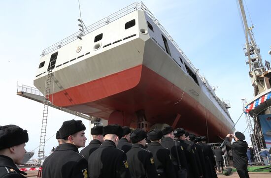 Launch of "Admiral Grigorovich" frigate into water