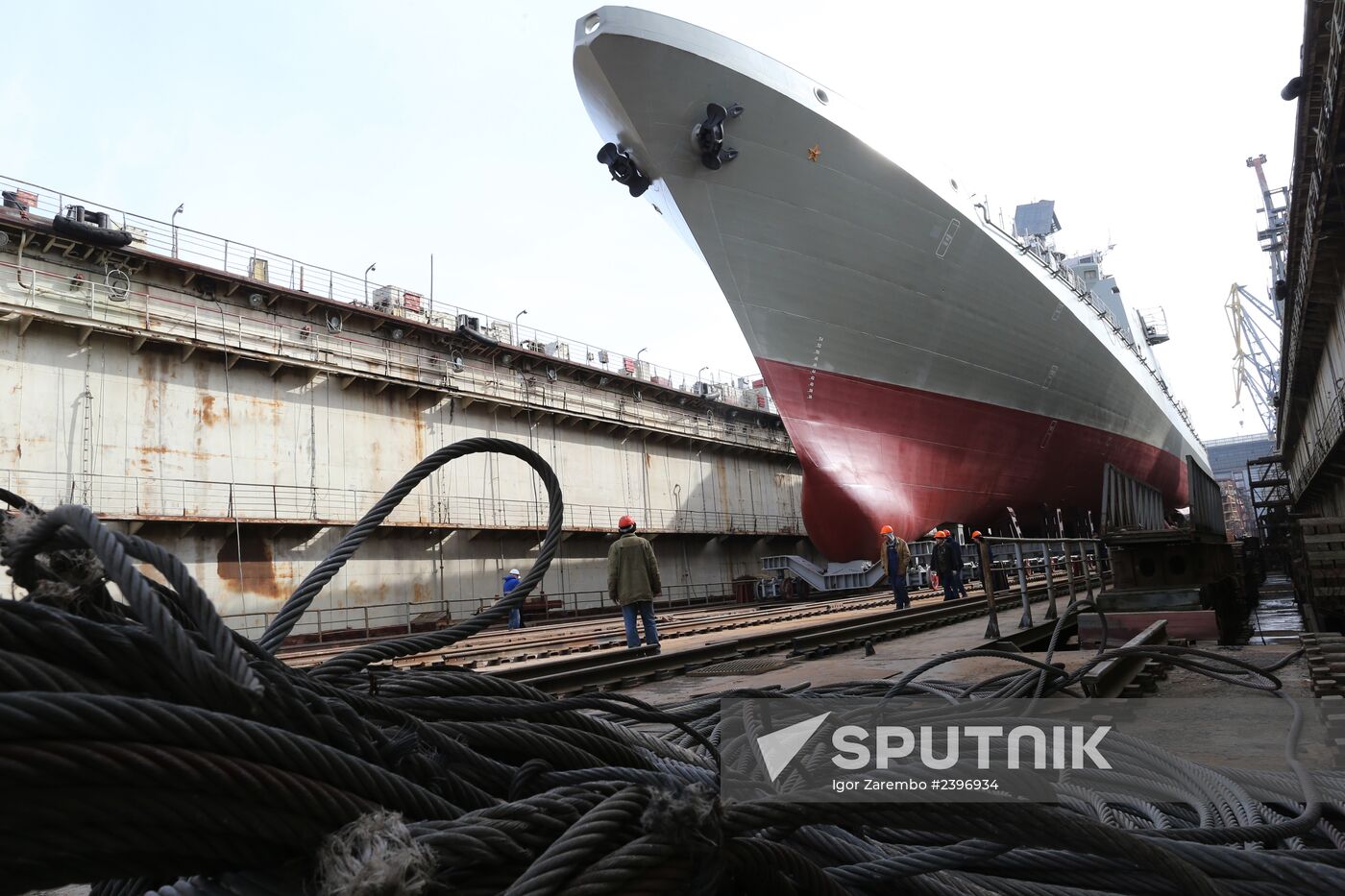 Launch of "Admiral Grigorovich" frigate into water