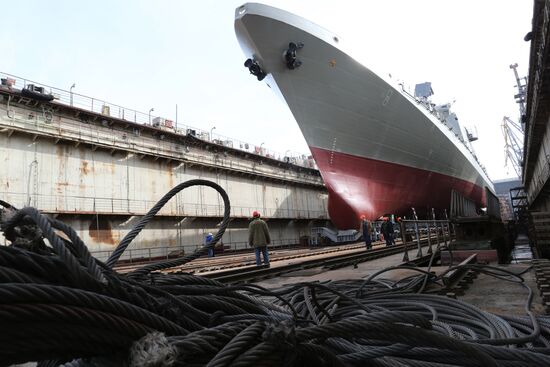 Launch of "Admiral Grigorovich" frigate into water