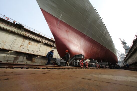 Launch of "Admiral Grigorovich" frigate into water