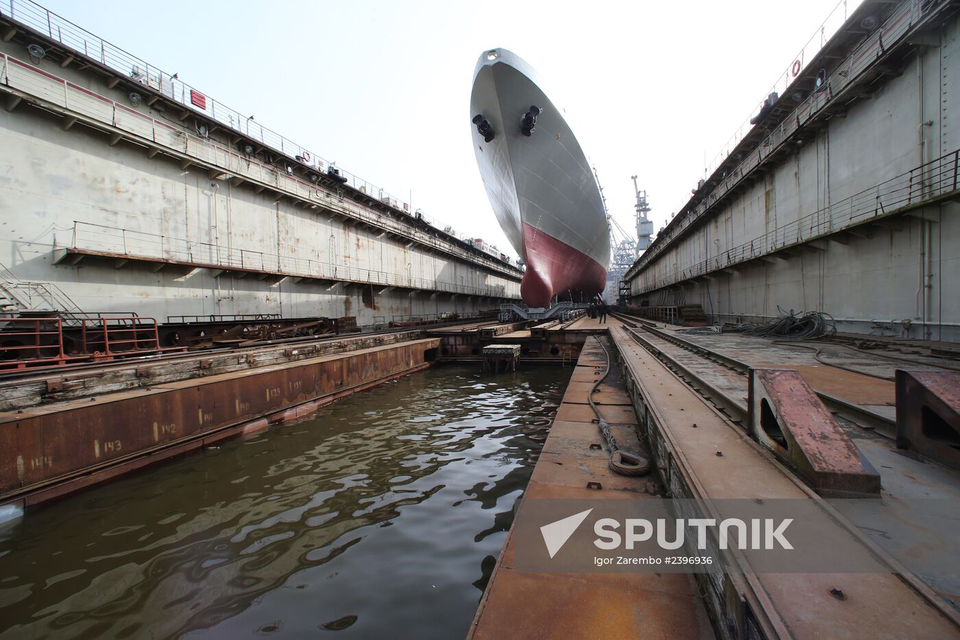 Launch of "Admiral Grigorovich" frigate into water