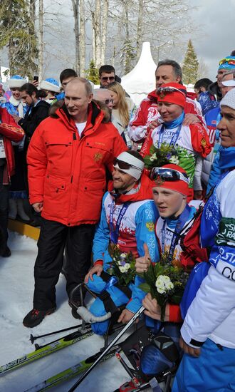 Vladimir Putin visits Laura Cross-country Ski & Biathlon Center