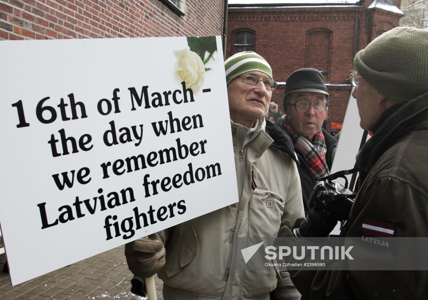 Procession of Latvian legion Waffen-SS veterans and their supporters in Riga