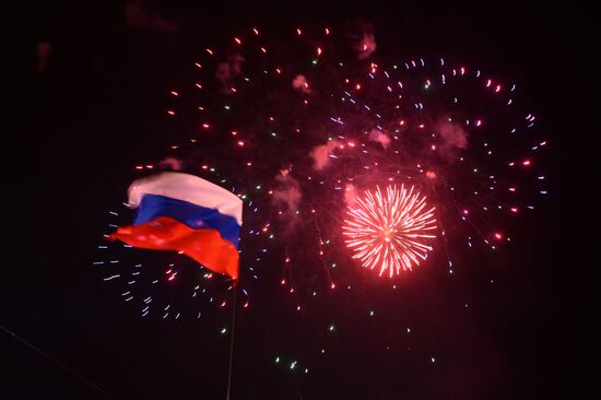 In downtown Simferopol after voting in referendum on status of Crimea