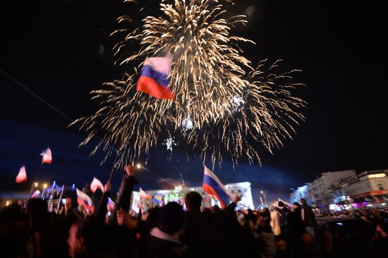 In downtown Simferopol after voting in referendum on status of Crimea