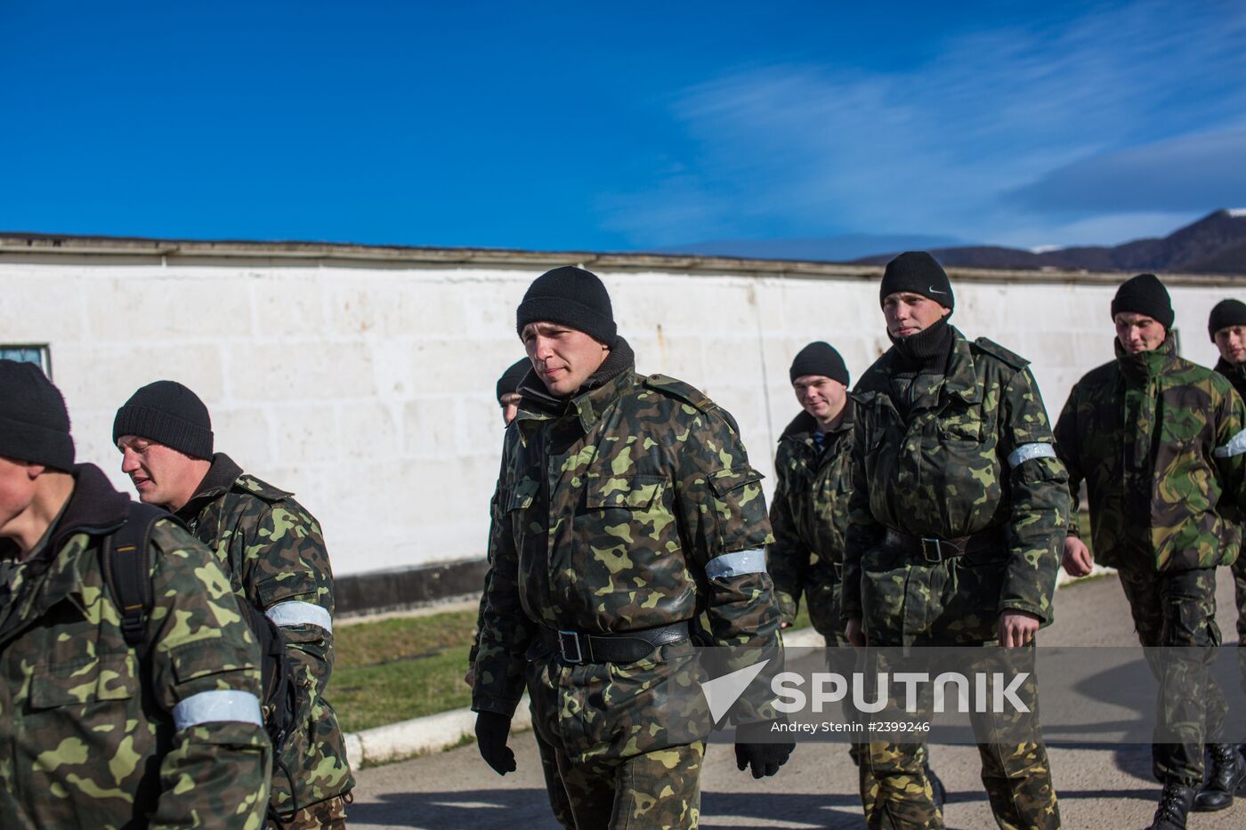Military in the village of Perevalnoe near Simferopol