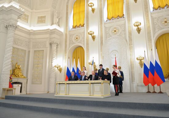 Signing Russian Federation-Crimea Treaty on Crimea's integration with Russia and formation of new jurisdictions in Russian Federation