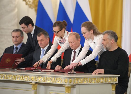Signing Russian Federation-Crimea Treaty on Crimea's integration with Russia and formation of new jurisdictions in Russian Federation