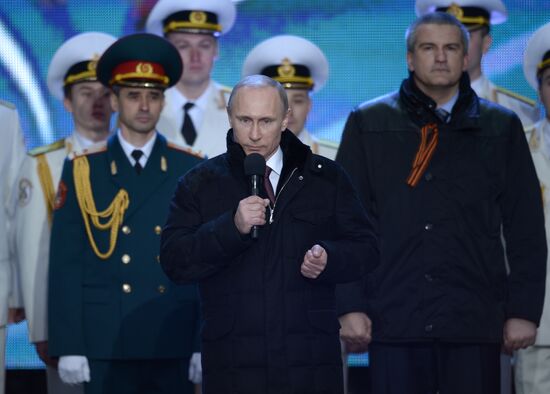 Vladimir Putin attends rally concert "We are Together!" on Red Square