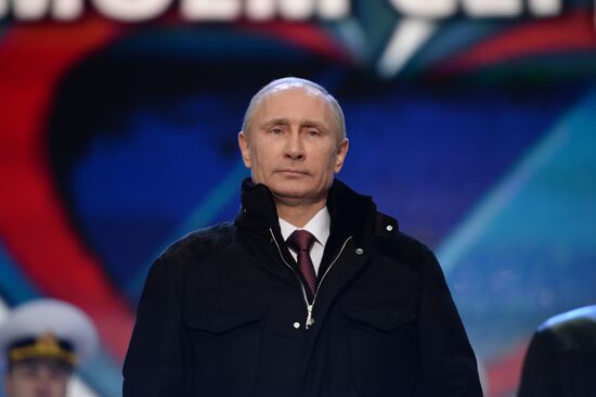 Vladimir Putin attends rally concert "We are Together!" on Red Square