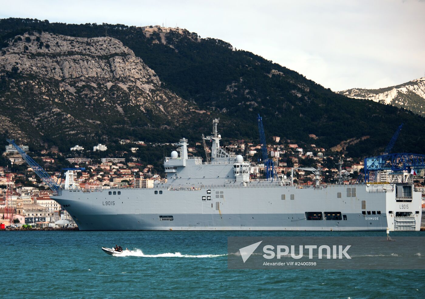 The Dixmude multi-purpose amphibious assault ship of the Mistral class