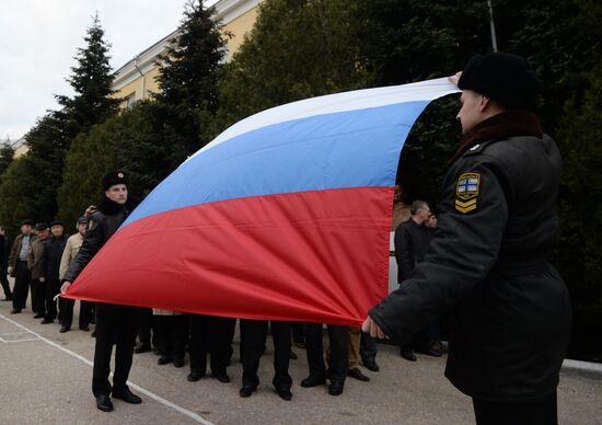 Russian flag raising ceremony at Nakhimov Naval Academy in Sevastopol