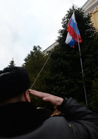 Russian flag raising ceremony at Nakhimov Naval Academy in Sevastopol