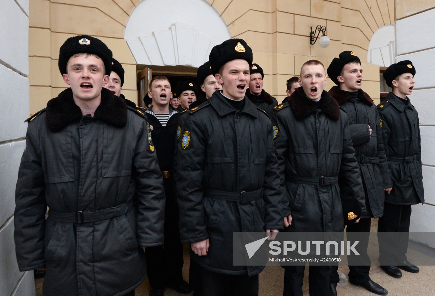 Russian flag raising ceremony at Nakhimov Naval Academy in Sevastopol