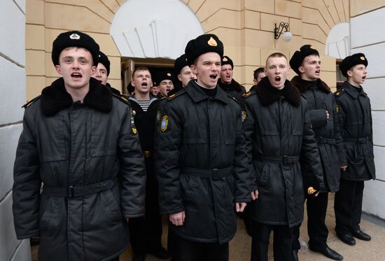 Russian flag raising ceremony at Nakhimov Naval Academy in Sevastopol
