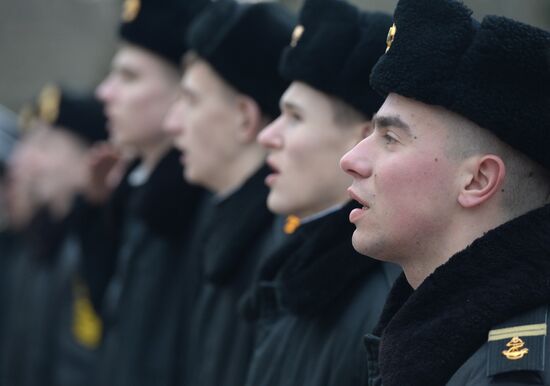 Russian flag raising ceremony at Nakhimov Naval Academy in Sevastopol