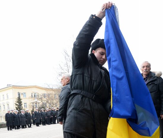 Russian flag raising ceremony at Nakhimov Naval Academy in Sevastopol