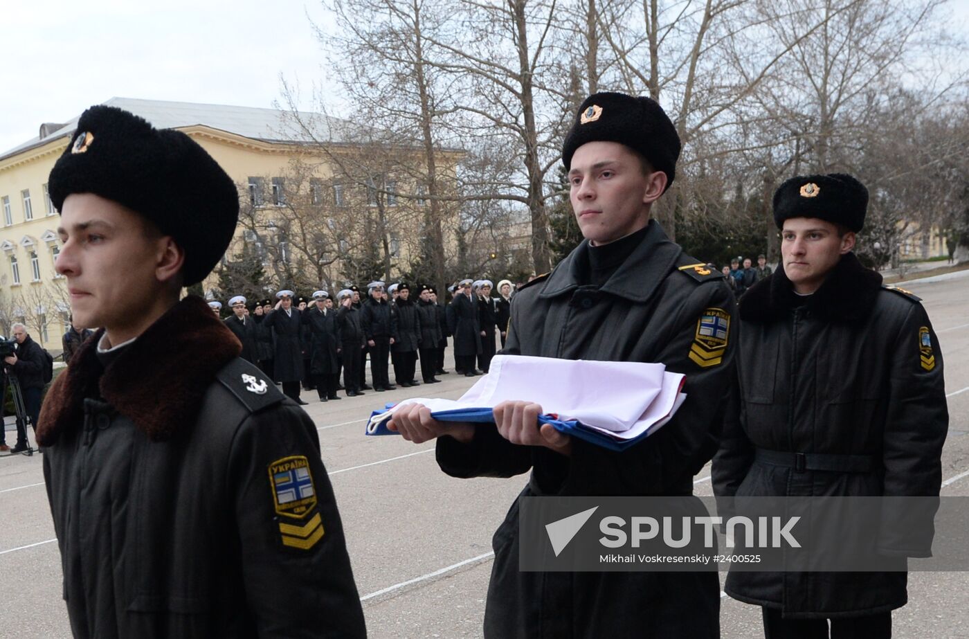 Russian flag raising ceremony at Nakhimov Naval Academy in Sevastopol