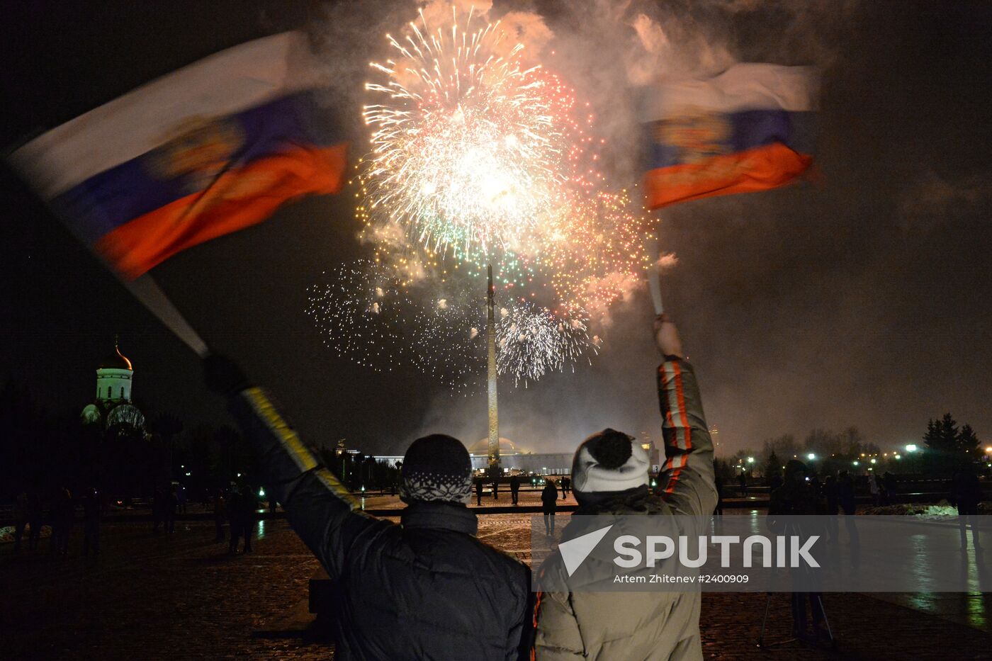 Fireworks in Moscow, Simferopol and Sevastopol after annexation of Crimea