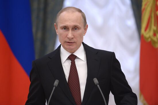 Vladimir Putin presents state awards in Kremlin