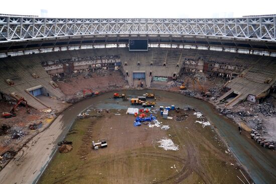 Sergei Sobyanin tours the Luzhniki Stadium being under reconstruction